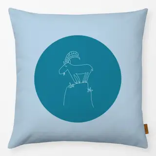 Kissen Bergsommer Ziegen-Patches blau