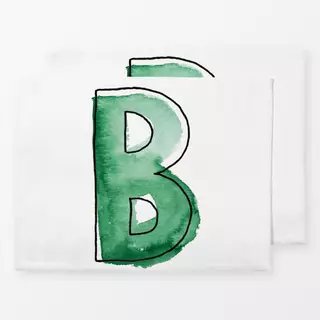 Tischset B Buchstabe Wasserfarbe grün