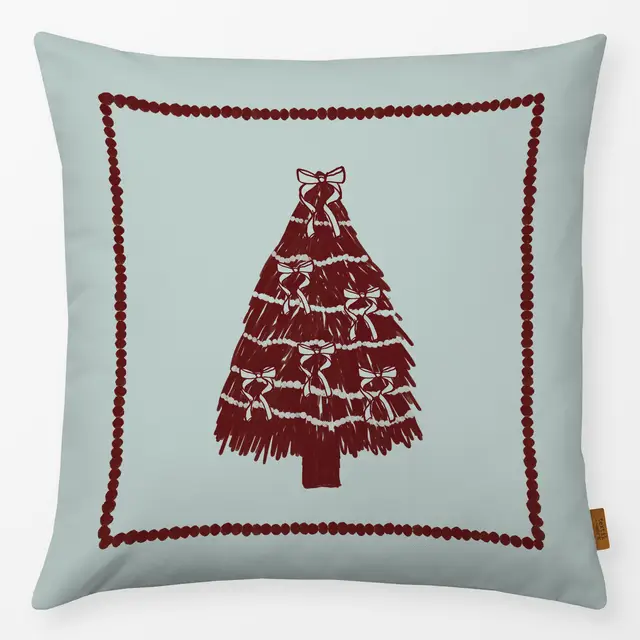 Kissen Christmas Tree Beaded Frame Blue/Red von KunstbyStephie