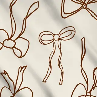 Meterware CANCEL Holiday Bows Beige and Red