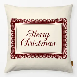 Kissen Merry Christmas Typography in Lace Frame