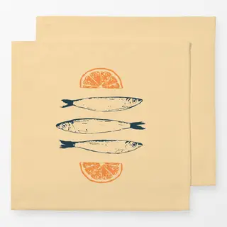 Servietten Sardine Fish & Orange Slices