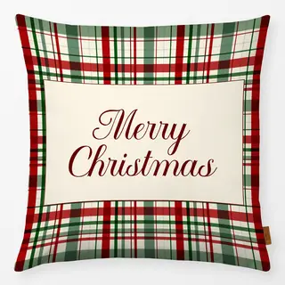 Kissen Merry Christmas Typography on Plaid