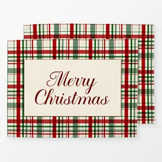 Tischset Merry Christmas Typography on Plaid