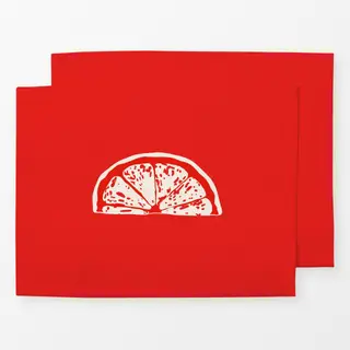 Tischset Lemon slice on Red Background