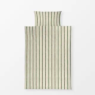 Bettwäsche Christmas Green Stripes on Cream