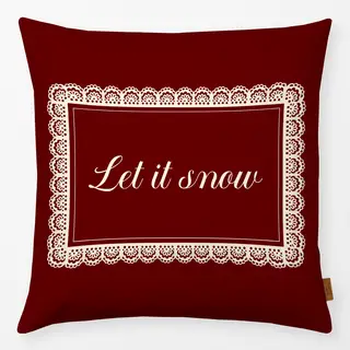 Kissen Let It Snow Typography in Lace Frame