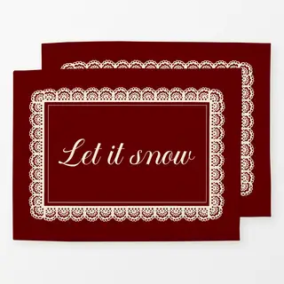 Tischset Let It Snow Typography in Lace Frame