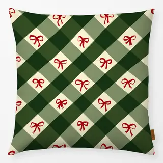 Kissen Christmas Gingham With Bows
