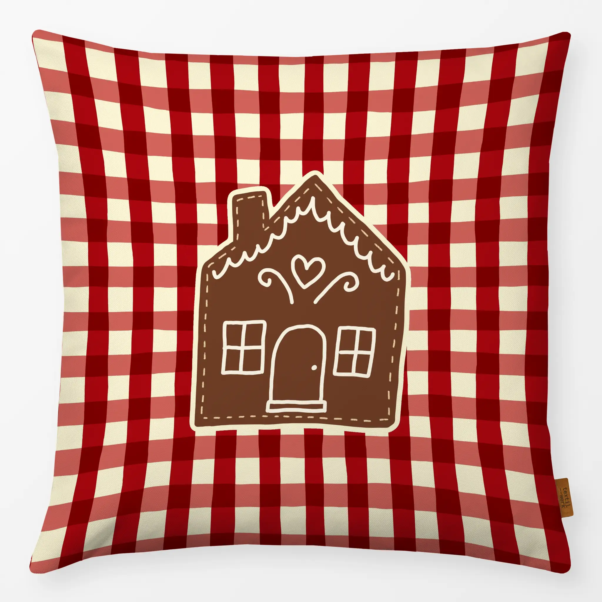 Kissen Kissen Gingerbread House on Gingham