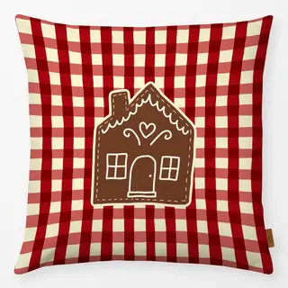 Kissen Gingerbread House on Gingham