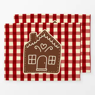 Tischset Gingerbread House on Gingham