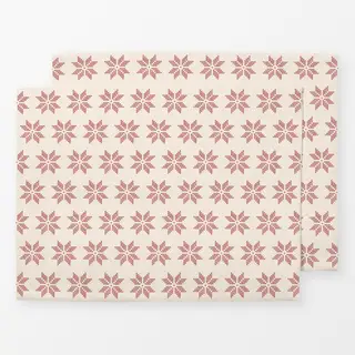 Tischset Cross Stitch Embroidery Snowflake Pattern Red on Cream