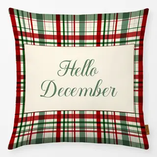 Kissen Hello December Typographie on Plaid
