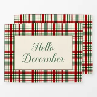 Tischset Hello December Typographie on Plaid