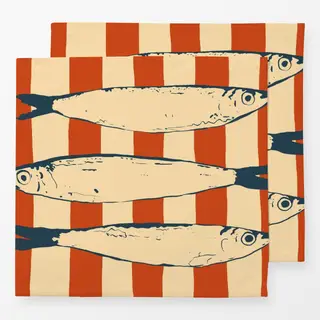 Servietten Sardine Fish On Stripes