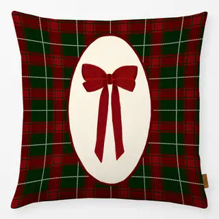 Kissen Red Christmas Bow on Plaid