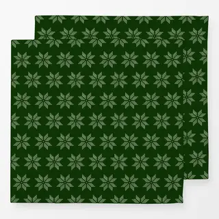 Servietten Cross Stitch Embroidery Snowflake Pattern Dark Green