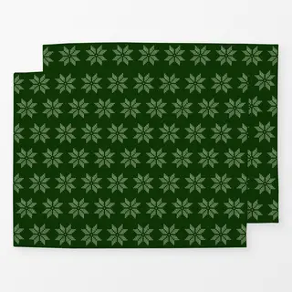 Tischset Cross Stitch Embroidery Snowflake Pattern Dark Green
