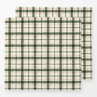 Servietten Christmas Green & Cream Plaid