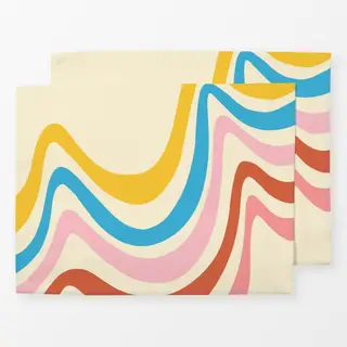 Tischset Colorful Wavy Retro Pattern