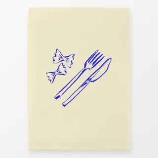 Geschirrtücher Italian Pasta & Cutlery Blue