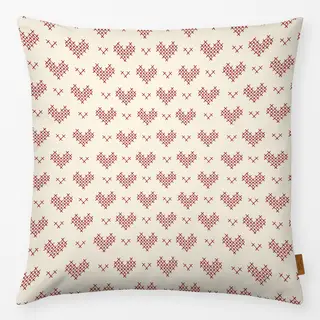 Kissen Christmas Embroidered Heart Pattern