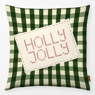 Kissen Holly Jolly Embroidery on Gingham
