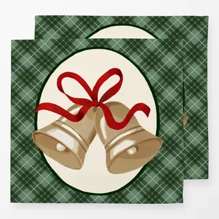 Servietten Christmas Bells on Plaid