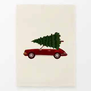Geschirrtücher Retro Car With Christmas Tree
