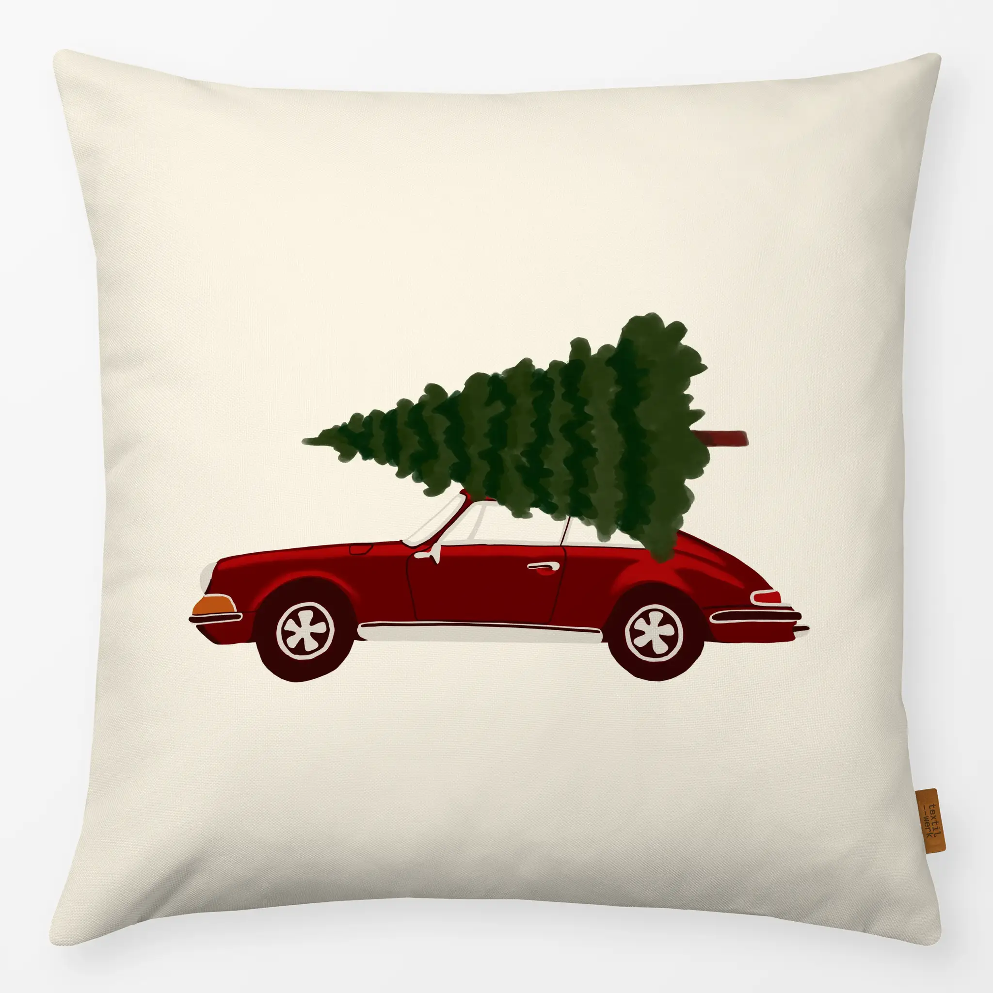 Kissen Kissen Retro Car With Christmas Tree