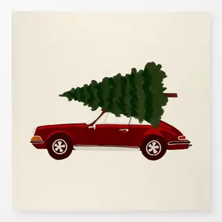 Tischdecke Retro Car With Christmas Tree