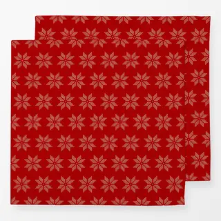 Servietten Cross Stitch Embroidery Snowflake Pattern Red