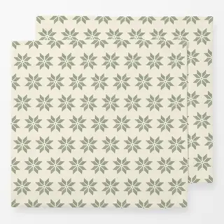 Servietten Cross Stitch Embroidery Snowflake Pattern Green on Cream