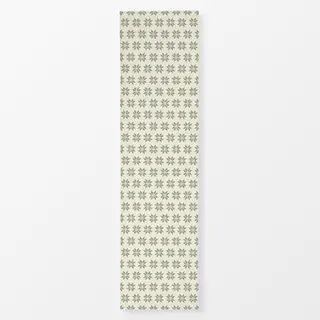 Tischläufer Cross Stitch Embroidery Snowflake Pattern Green on Cream