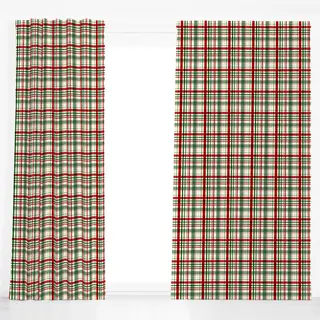 Dekovorhang Christmas Red & Green Plaid on Cream