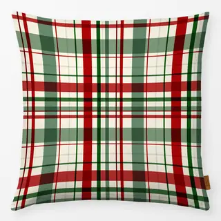 Kissen Christmas Red & Green Plaid on Cream
