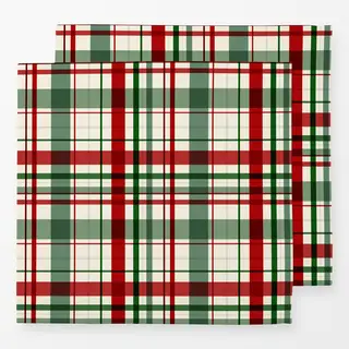 Servietten Christmas Red & Green Plaid on Cream