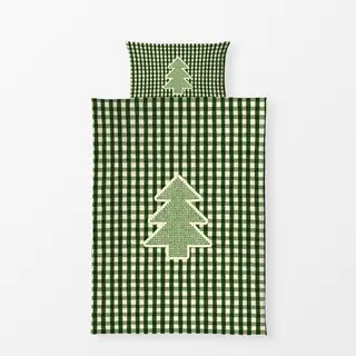 Bettwäsche Embroidered Christmas Tree On Gingham