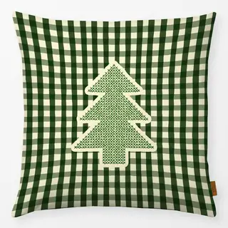 Kissen Embroidered Christmas Tree On Gingham