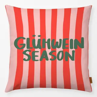 Kissen Glühwein Season Typography on Stripes