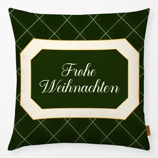 Kissen Frohe Weihnachten in Frame on Plaid