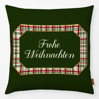Kissen Frohe Weihnachten in Plaid Frame