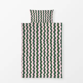 Bettwäsche Wavy Pink And Green Pattern