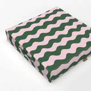 Bodenkissen Wavy Pink And Green Pattern