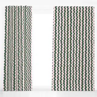 Dekovorhang Wavy Pink And Green Pattern