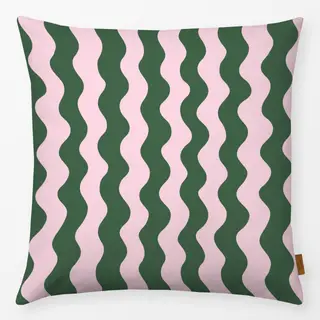 Kissen Wavy Pink And Green Pattern