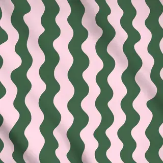 Meterware Wavy Pink And Green Pattern