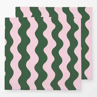 Servietten Wavy Pink And Green Pattern