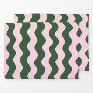 Tischset Wavy Pink And Green Pattern